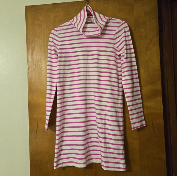 NWT Crewcuts Pink & White Striped Long Sleeved Turtleneck Knit Dress Size 12 - Picture 1 of 6